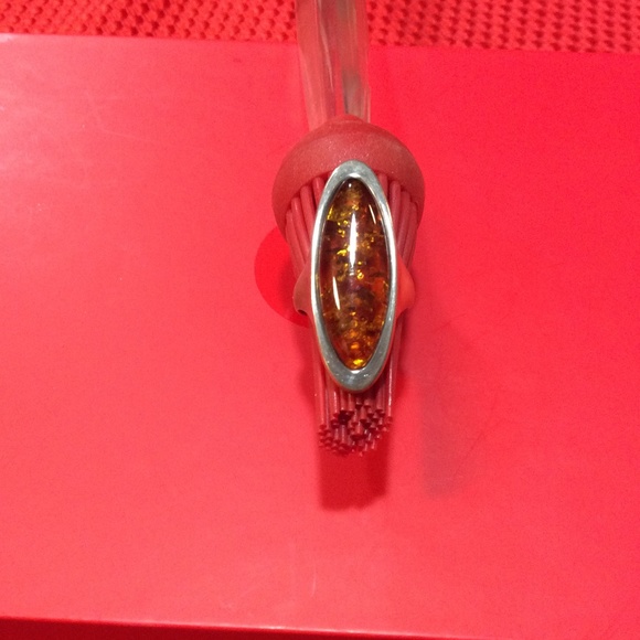 9.25 SILVER & COGNAC AMBER RING - Picture 4 of 7